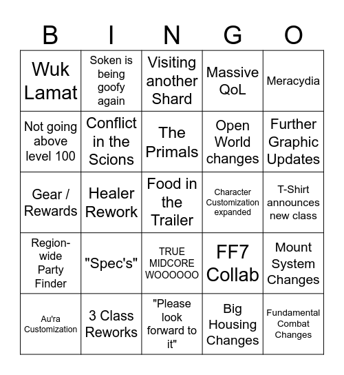 FFXIV Fanfest 2026 Bingo Card