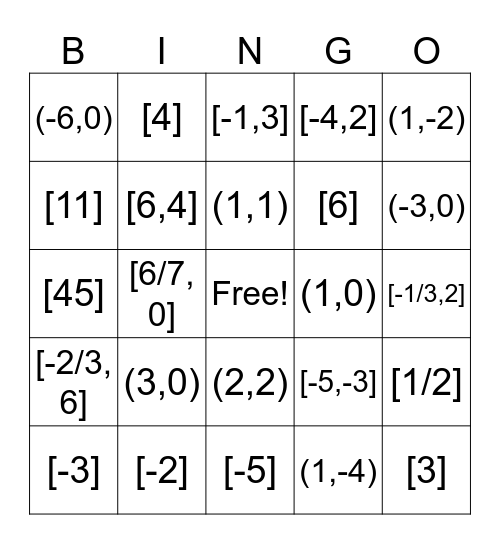 Algebra 1 Bootcamp Bingo Card