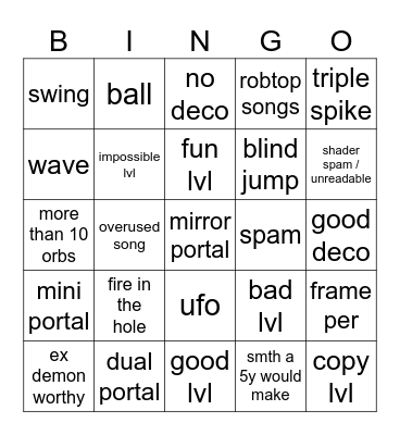 gd Bingo Card