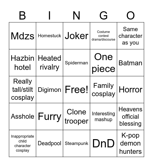 Expo Bingo Card
