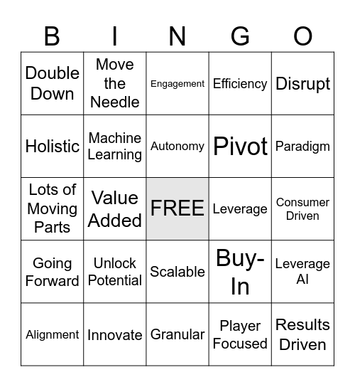 Corporate Jargon Bingo Card