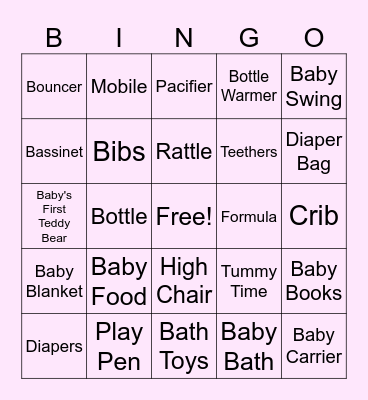 Baby Shower Bingo Card
