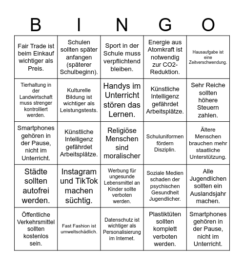 Gib deinen Senf dazu! Bingo Card