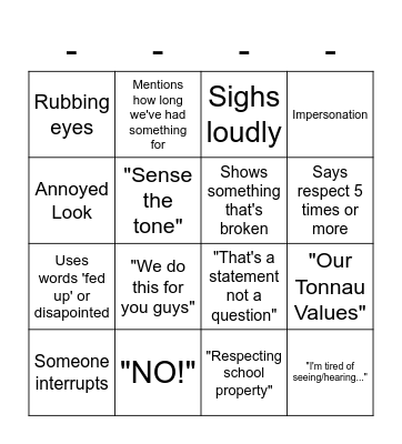 Serious Chat Bingo Card