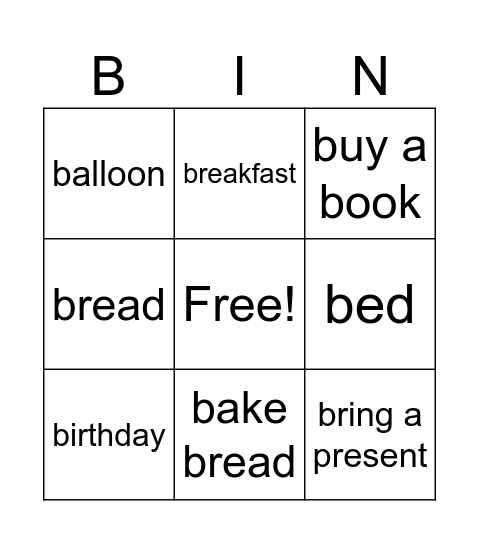 B-words Bingo Card