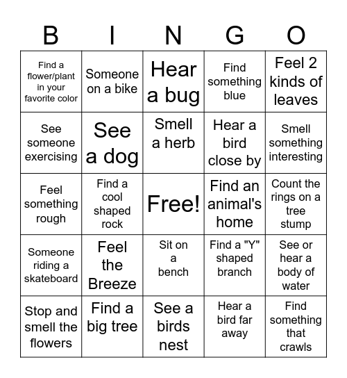 Mindfulness Bingo Card