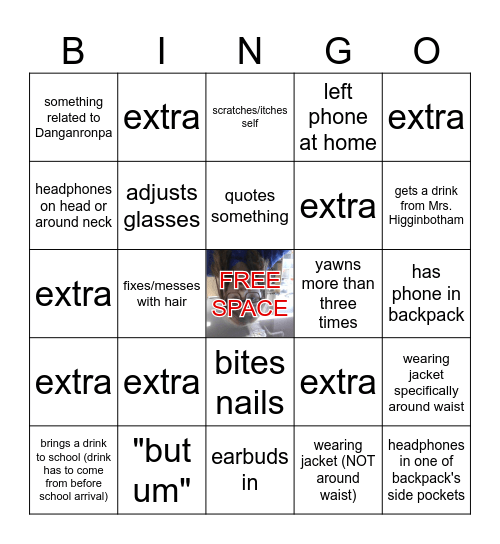 Lyric Bingo Card