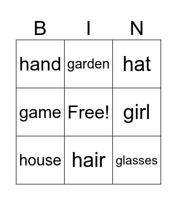 G-H Words Bingo Card