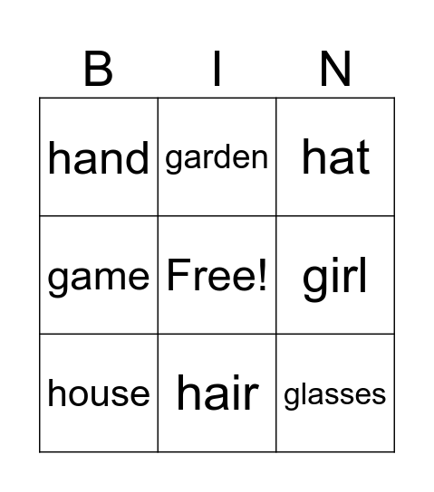G-H Words Bingo Card