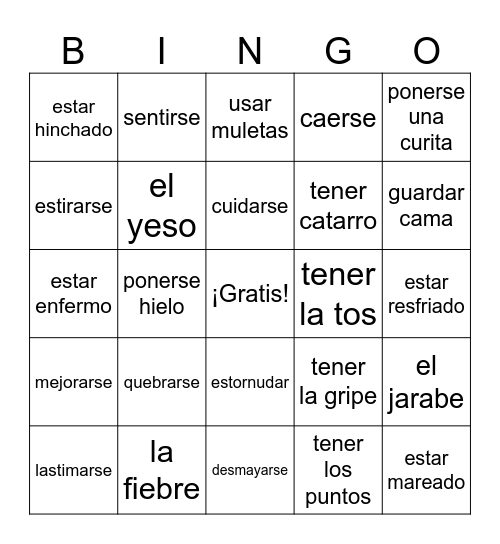Visita al Médico Bingo Card