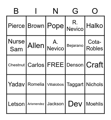 Lauffer Teacher Bingo Card