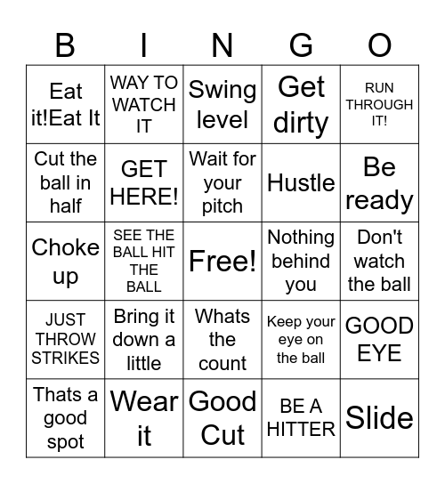 Rec League Bingo Card