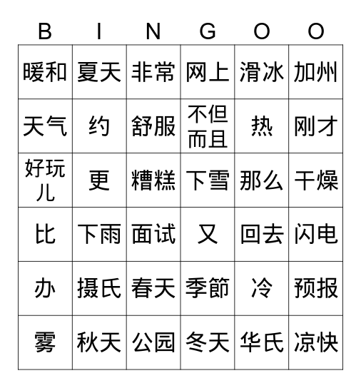 Shawnna Bingo Card