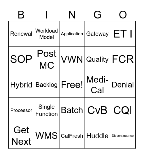 UPWARD 2.0 Bingo Card