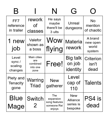 America Fanfest Bingo Card