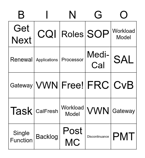 UPWARD 2.0 Bingo Card