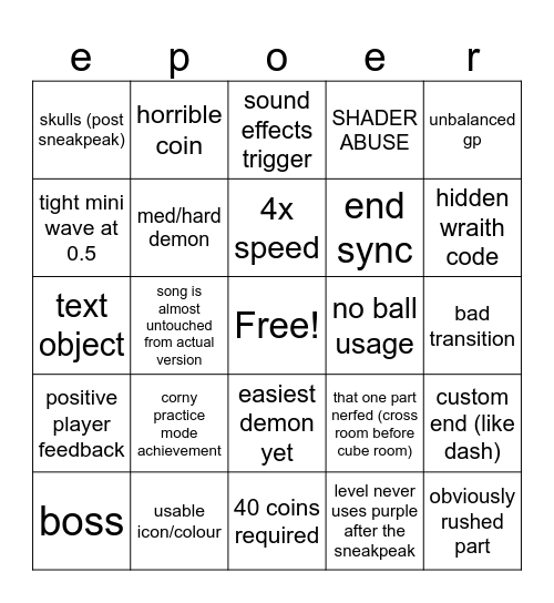 EXPLORERS sheet Bingo Card
