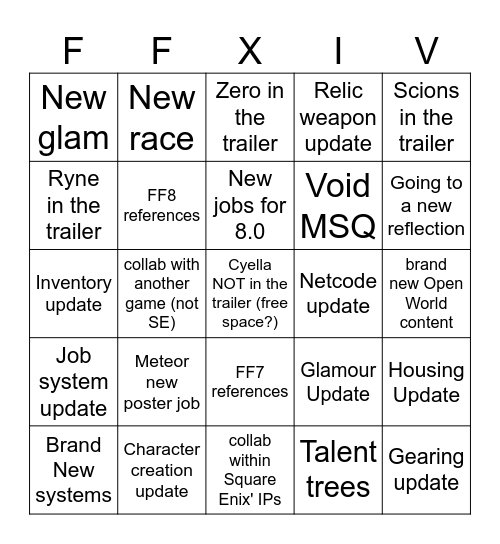 Fanfest Bingo time Bingo Card