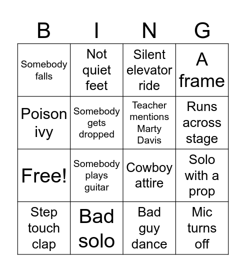 Lagrange bingo card Bingo Card