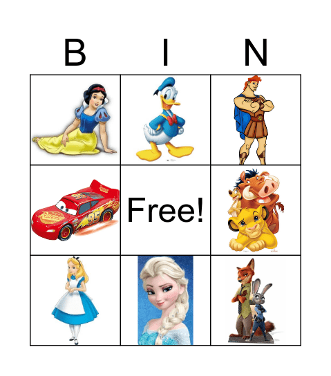Bingo Disney Bingo Card