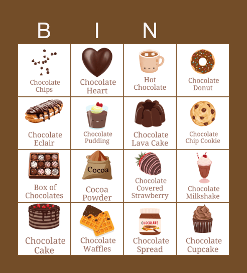 Chocolate Bingo Card