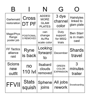 FFXIV FANFEST NA 2026 8.0 Bingo Card