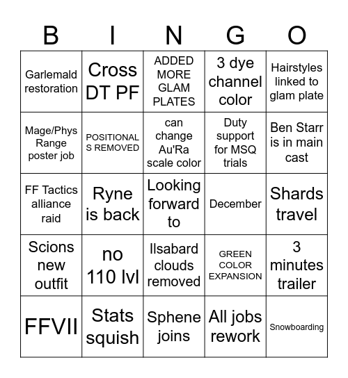 FFXIV FANFEST NA 2026 8.0 Bingo Card