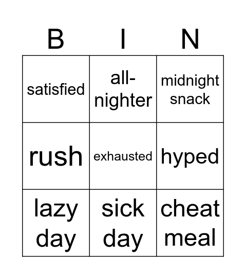 BINGO 9 Bingo Card