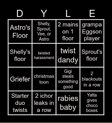 Dandy's World Bingo Card
