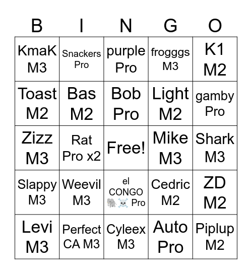 ☠️☠️☠️☠️☠️ Bingo Card