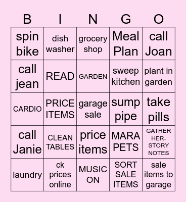 TO-DO Bingo Card