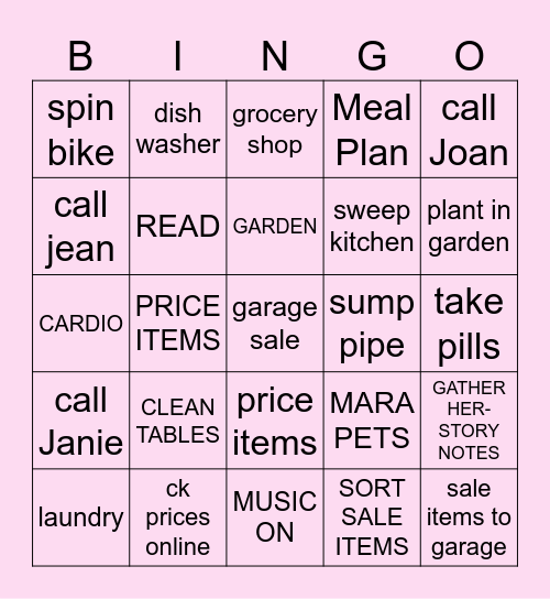 TO-DO Bingo Card