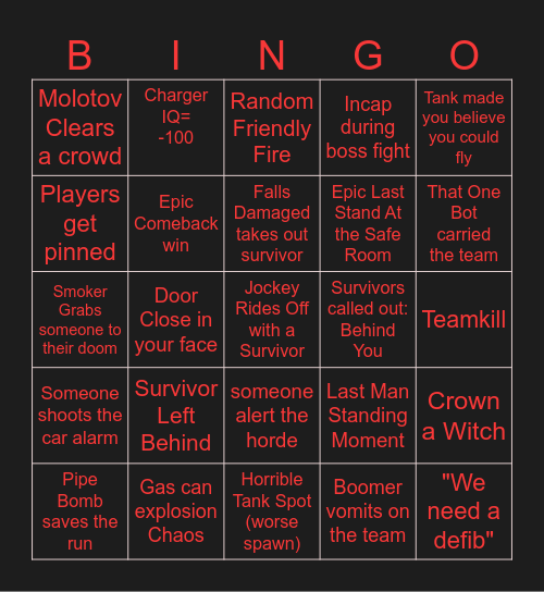 L4D2 Bingo Card