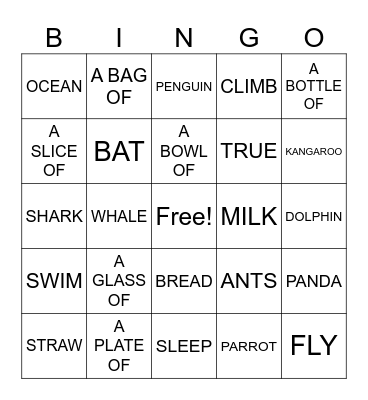 vocabulary Bingo Card