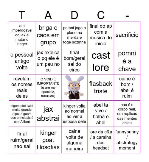 BINGAO TADC NOS CINEMAS Bingo Card