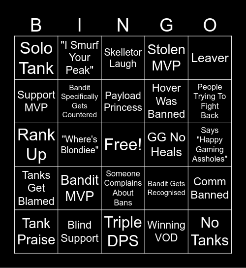 BeaminBandit Bingo!! Bingo Card