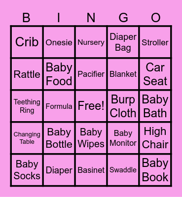 Baby Shower Bingo Card
