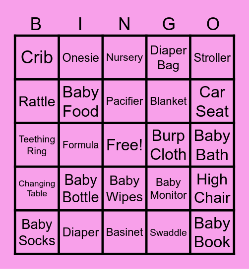 Baby Shower Bingo Card
