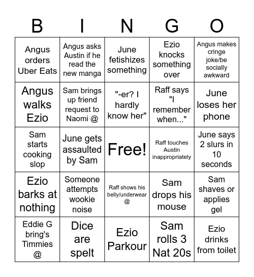 D&D Bingo Card