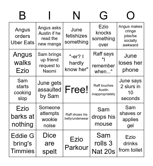 D&D Bingo Card