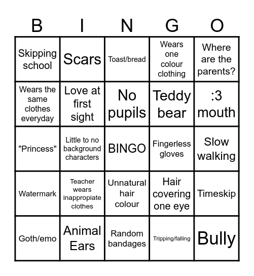 Gacha Life Bingo Card