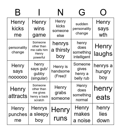 Henry Bingo Card