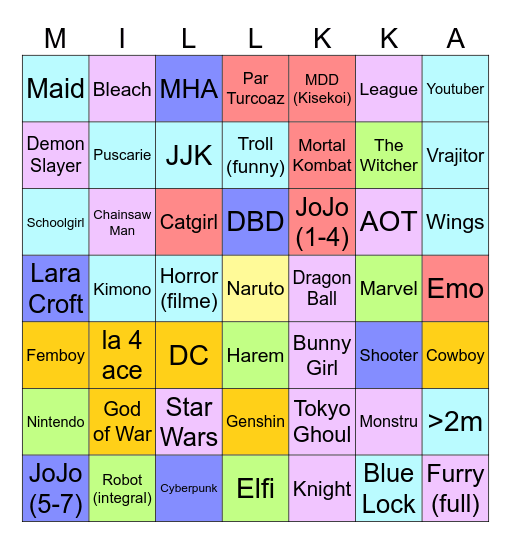 Comic Con 2026 2v2 Bingo Card