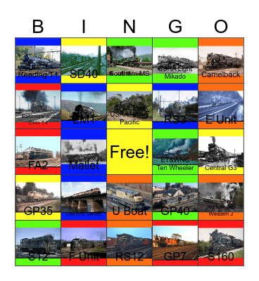 Memories of the B&O, CNJ and Reading and 4 Days of Steam in Dixie Bingo Card