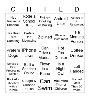 Getting to Know Anderson OCC Team Bingo Card