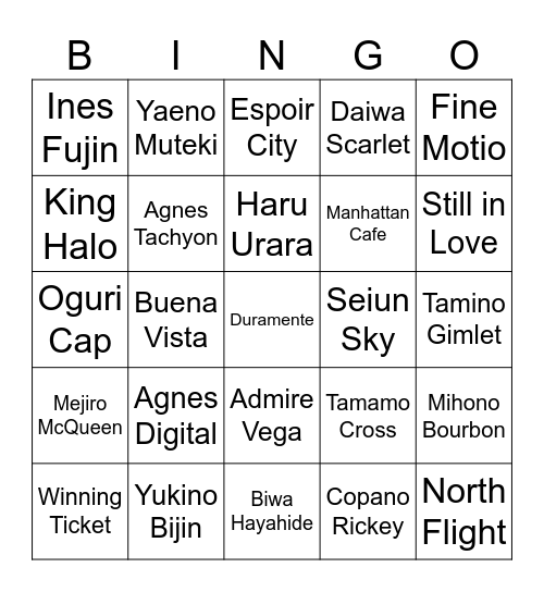 UMA Bingo Card