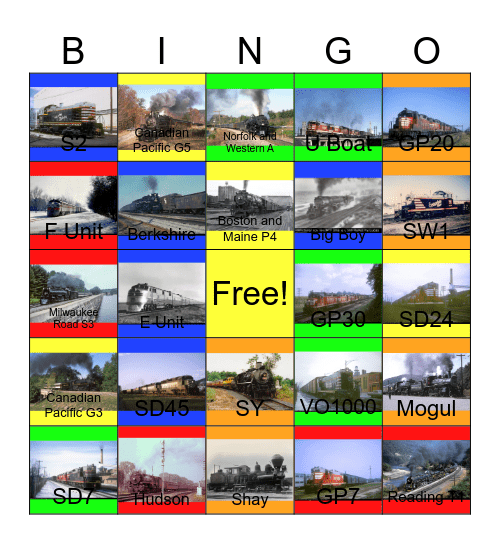 Memories of Burlington Diesels and Canadian Pacific 2317 and Steamtown's CPR Pacifics Bingo Card