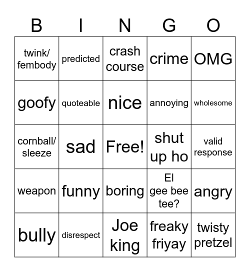 Russian Roulette bingo Card