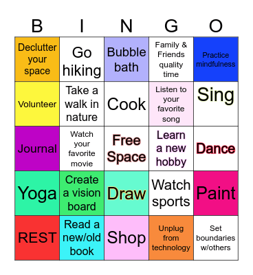Team Healthy Blue Bingo Card