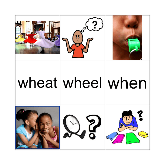 WH WORDS Bingo Card